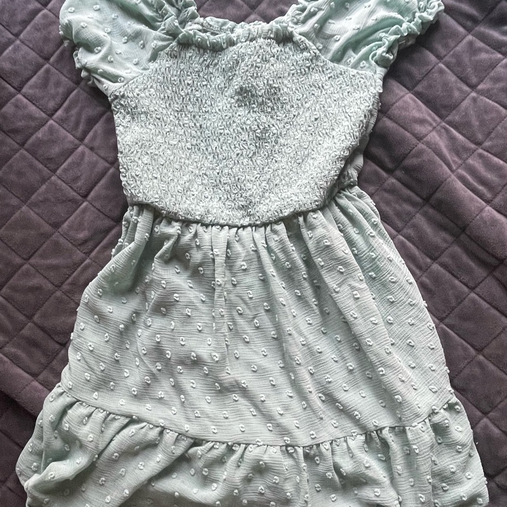 Lily Bleu Light Green Textured Kids Dress